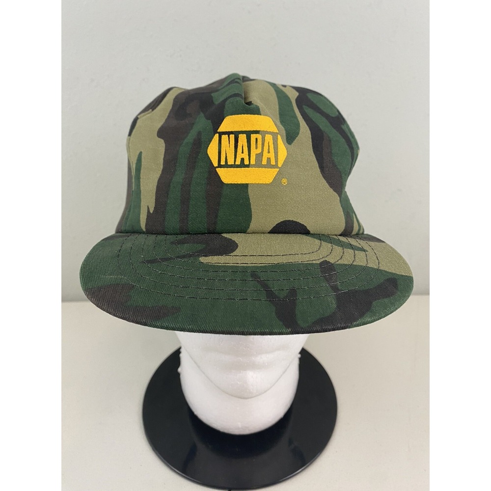 Vintage Napa Camouflage Camo Foam Snapback Trucker Hat Made In The USA